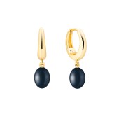 Cercei rotunzi argint placati cu aur galben cu perle naturale negre DiAmanti SK25224GYEL_B-G